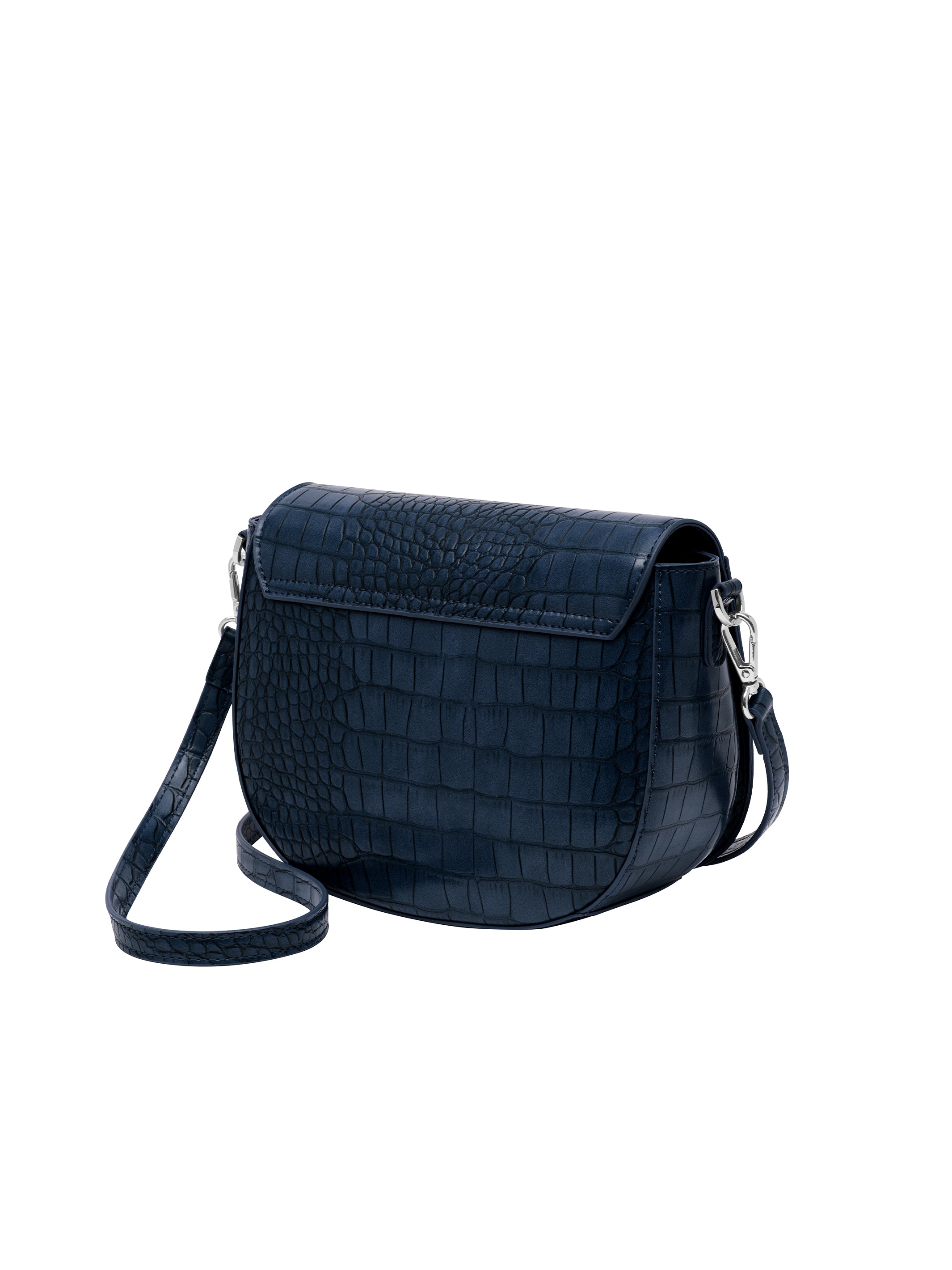 Cavalli Class TORINO Navy Medium Crocco Saddle Crossbody bag