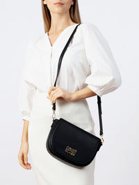 Cavalli Class TORINO Black Medium Crocco Saddle Crossbody bag