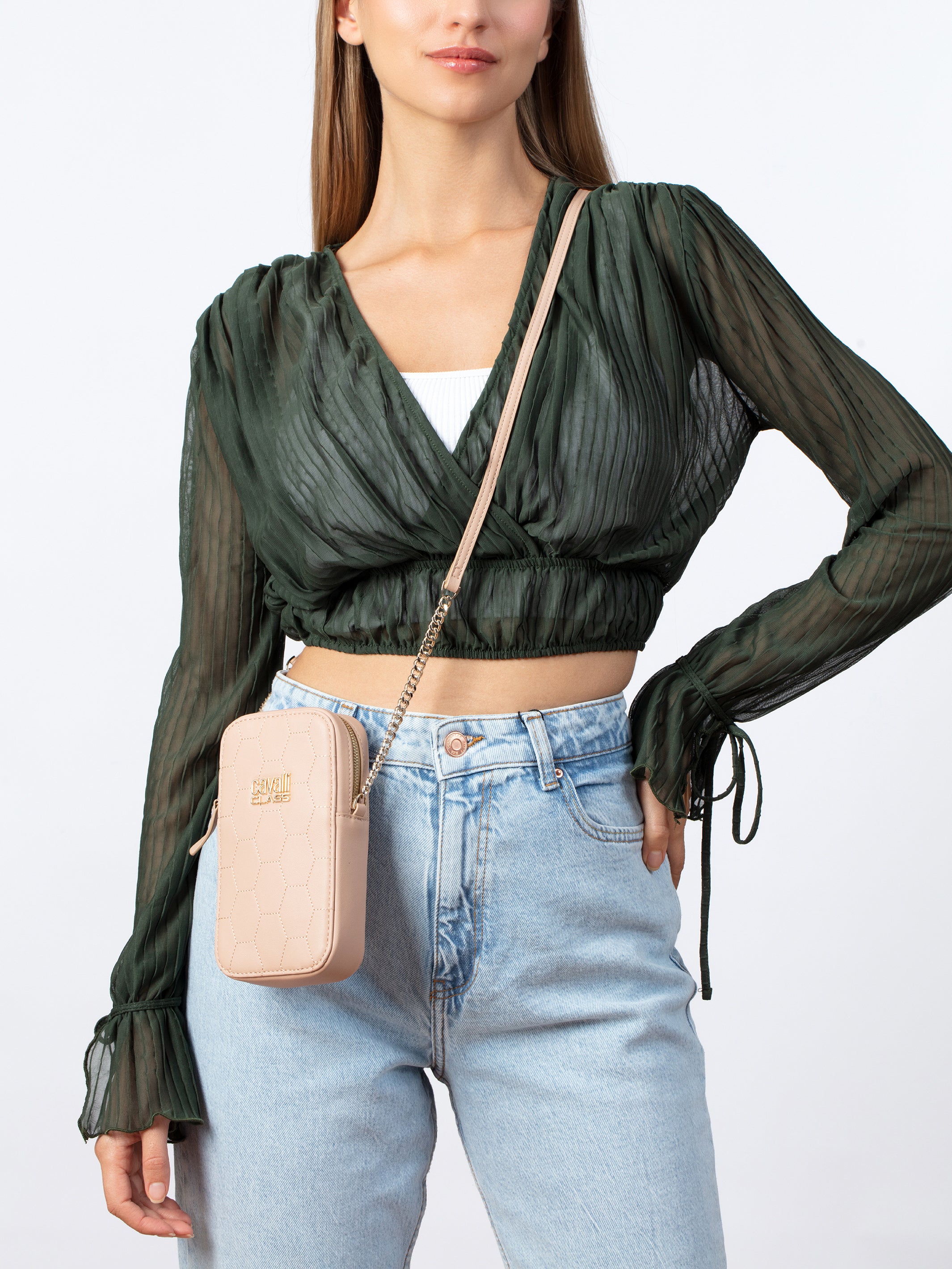 Cavalli Class PALERMO Powder Pink Small Phone Holder Crossbody bag