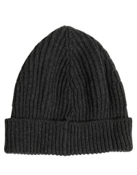Dolce & Gabbana Dolce & Gabbana Men Charcoal Grey Ribbed Wool Knit Beanie One Size Men's Hat