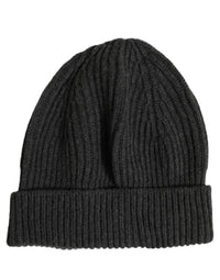 Dolce & Gabbana Dolce & Gabbana Men Charcoal Grey Ribbed Wool Knit Beanie One Size Men's Hat