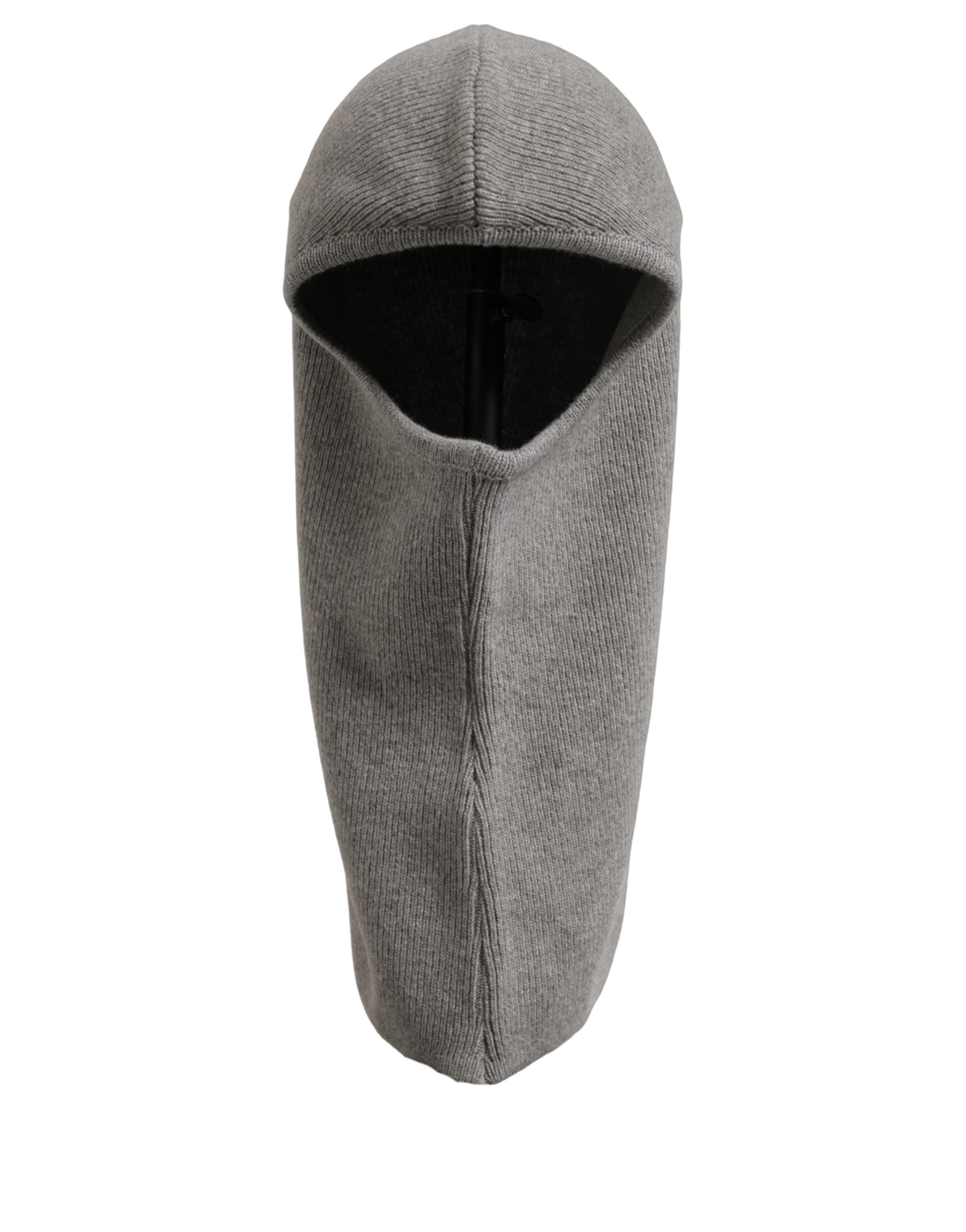 Dolce & Gabbana Dolce & Gabbana Men Grey Wool Ribbed Knit Balaclava Wrap One Size Men's Hat