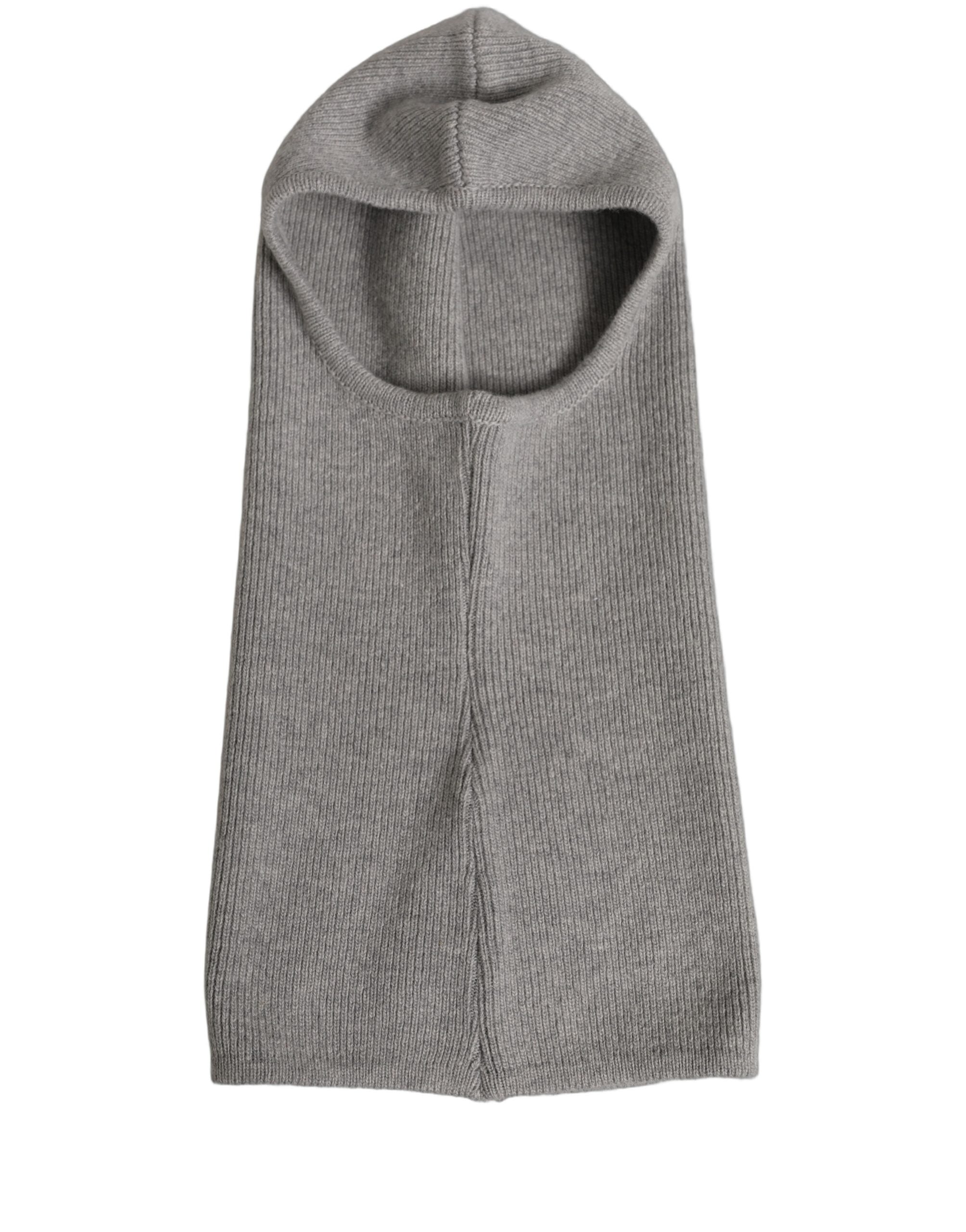 Dolce & Gabbana Dolce & Gabbana Men Grey Wool Ribbed Knit Balaclava Wrap One Size Men's Hat