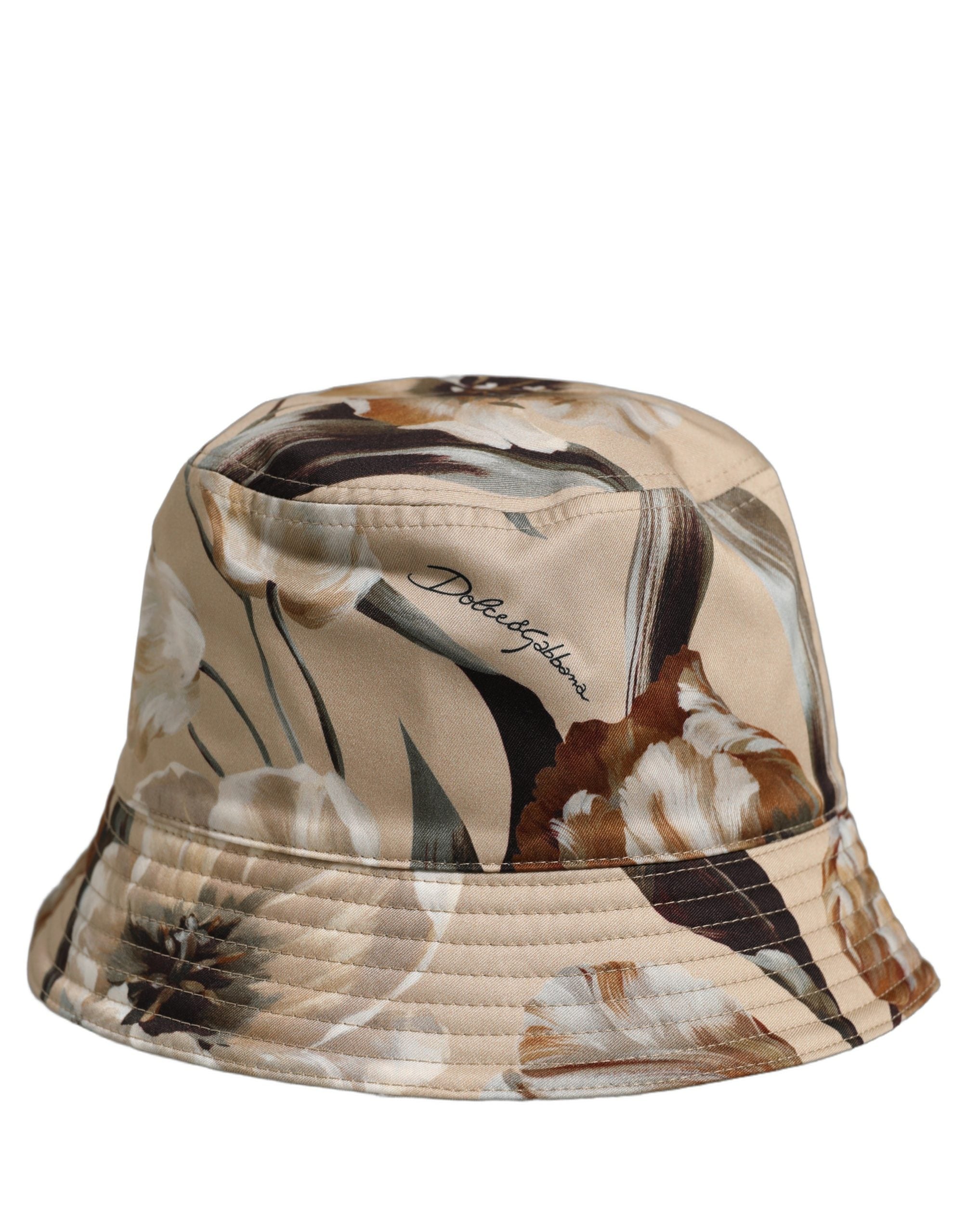 Dolce & Gabbana Dolce & Gabbana Men Beige Floral Wide Brim Bucket Capello Men's Hat