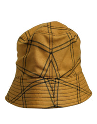 Dolce & Gabbana Dolce & Gabbana Men Dark Yellow Check Wide Brim Bucket Cap Men's Hat