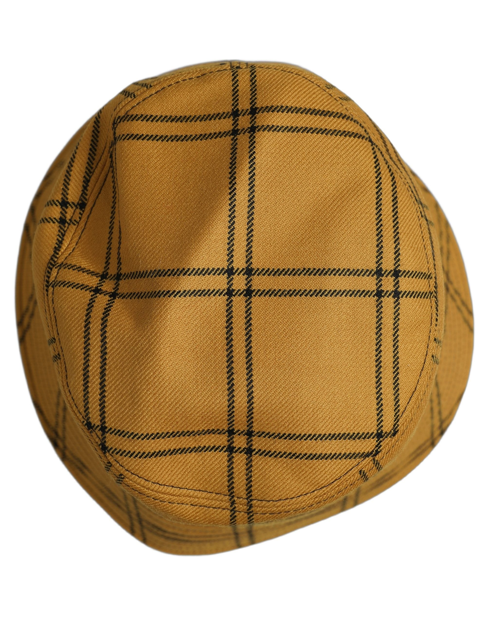 Dolce & Gabbana Dolce & Gabbana Men Dark Yellow Check Wide Brim Bucket Cap Men's Hat