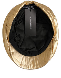Dolce & Gabbana Dolce & Gabbana Men Gold Wide Quilted Newsboy Capello Men's Hat