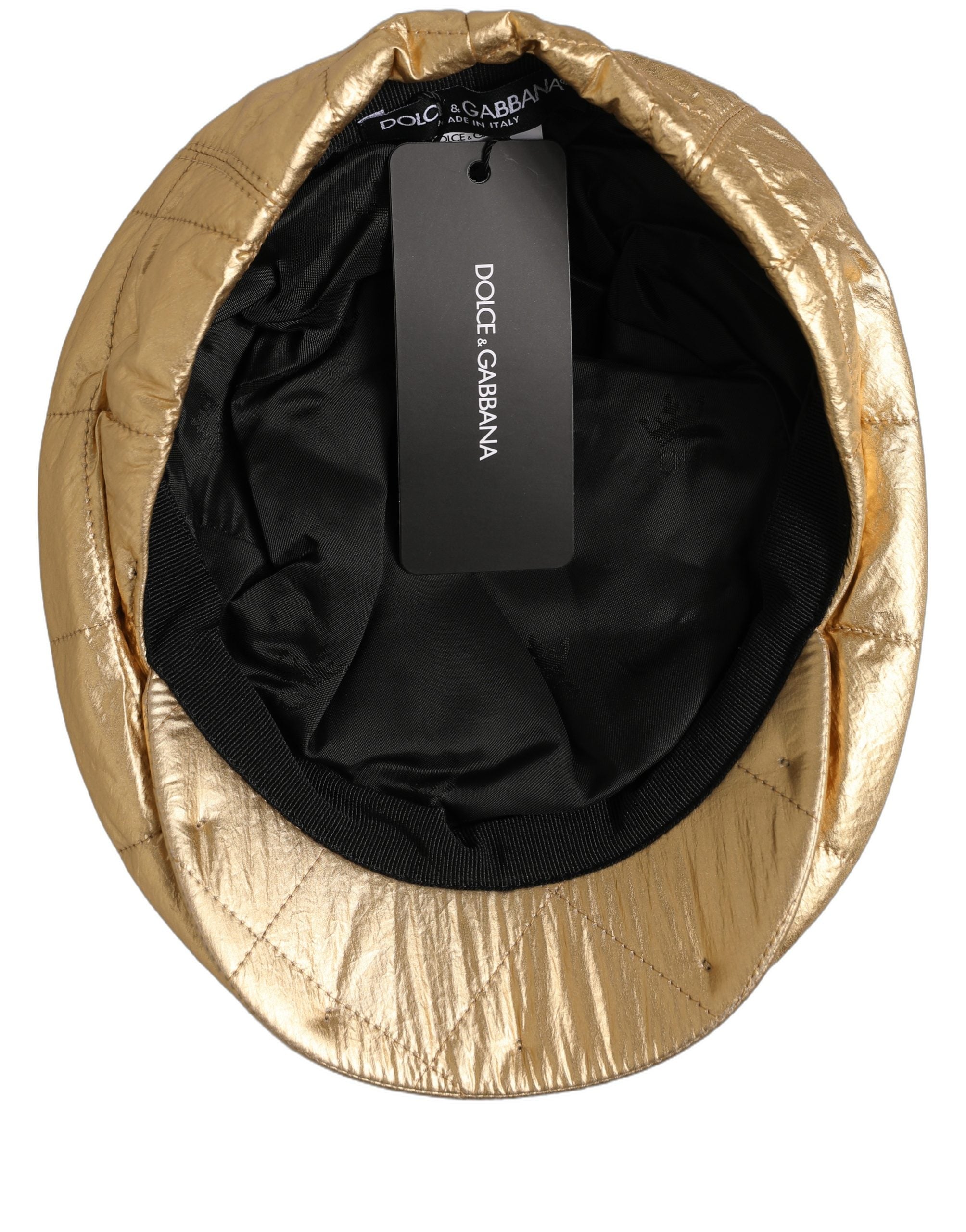Dolce & Gabbana Dolce & Gabbana Men Gold Wide Quilted Newsboy Capello Men's Hat
