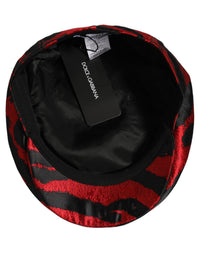 Dolce & Gabbana Dolce & Gabbana Men Red Black Stripe Cotton Newsboy Capello Men's Hat