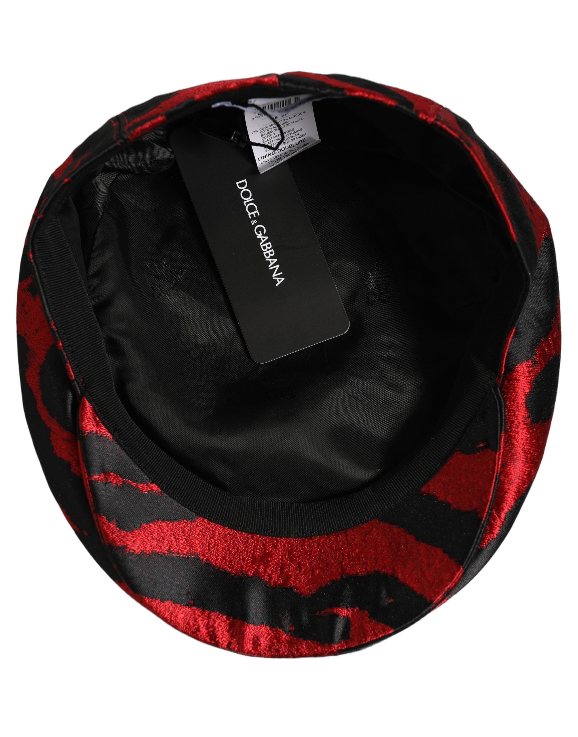 Dolce & Gabbana Dolce & Gabbana Men Red Black Stripe Cotton Newsboy Capello Men's Hat