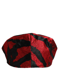 Dolce & Gabbana Dolce & Gabbana Men Red Black Stripe Cotton Newsboy Capello Men's Hat