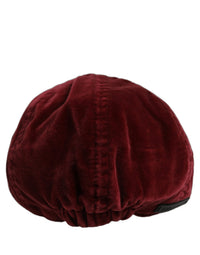 Dolce & Gabbana Dolce & Gabbana Men Dark Red Cotton Newsboy Capello Cabbie Men's Hat