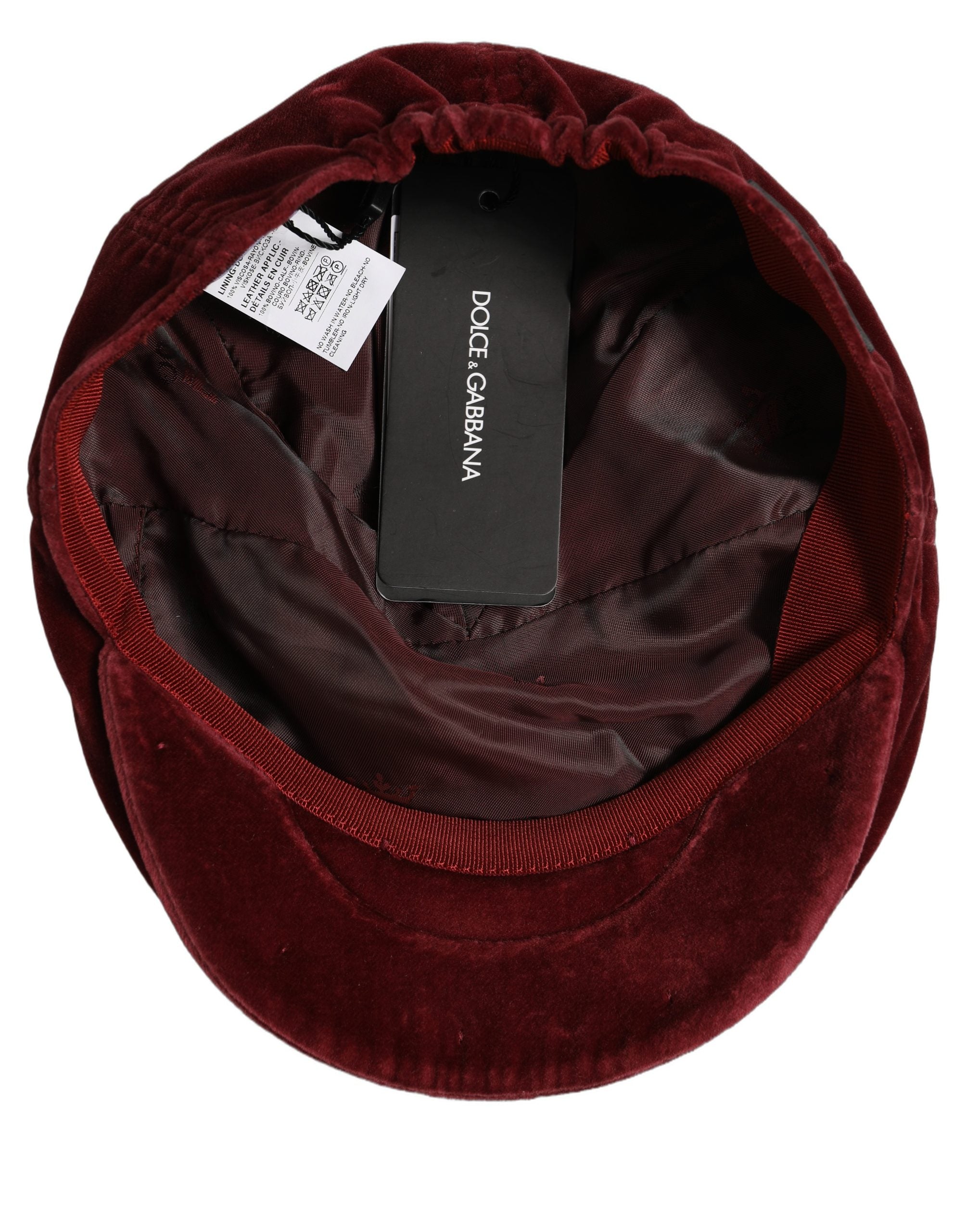 Dolce & Gabbana Dolce & Gabbana Men Dark Red Cotton Newsboy Capello Cabbie Men's Hat
