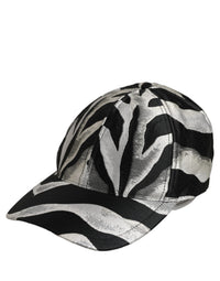 Dolce & Gabbana Dolce & Gabbana Men Black Silver Zebra Pattern Baseball Cap Men's Hat