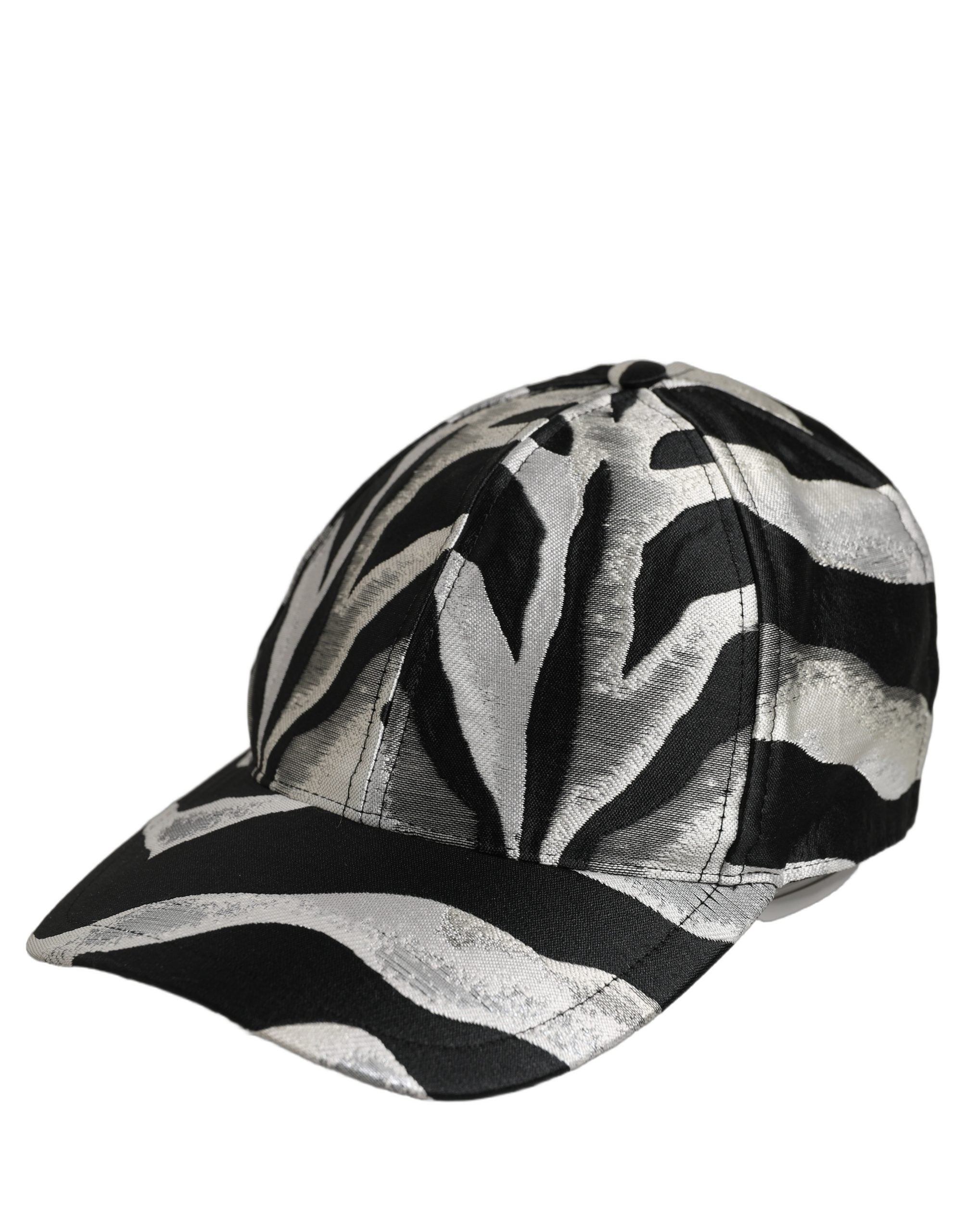 Dolce & Gabbana Dolce & Gabbana Men Black Silver Zebra Pattern Baseball Cap Men's Hat
