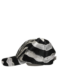 Dolce & Gabbana Dolce & Gabbana Men Black Silver Zebra Pattern Baseball Cap Men's Hat