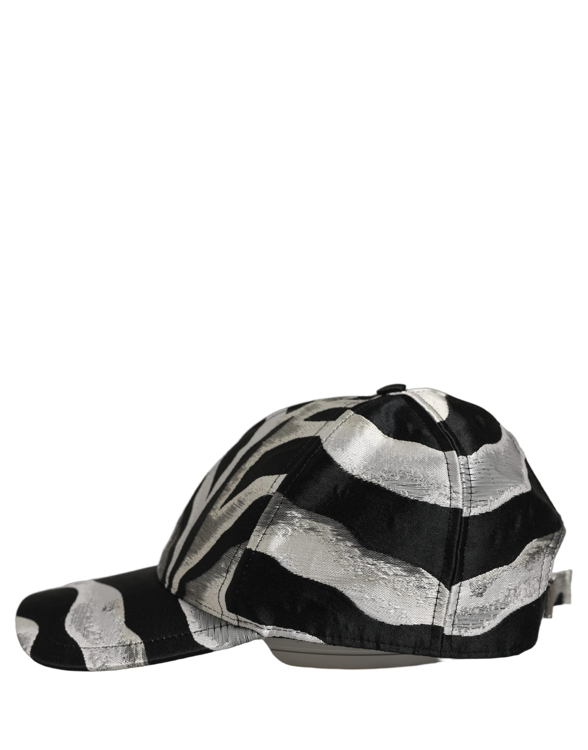 Dolce & Gabbana Dolce & Gabbana Men Black Silver Zebra Pattern Baseball Cap Men's Hat
