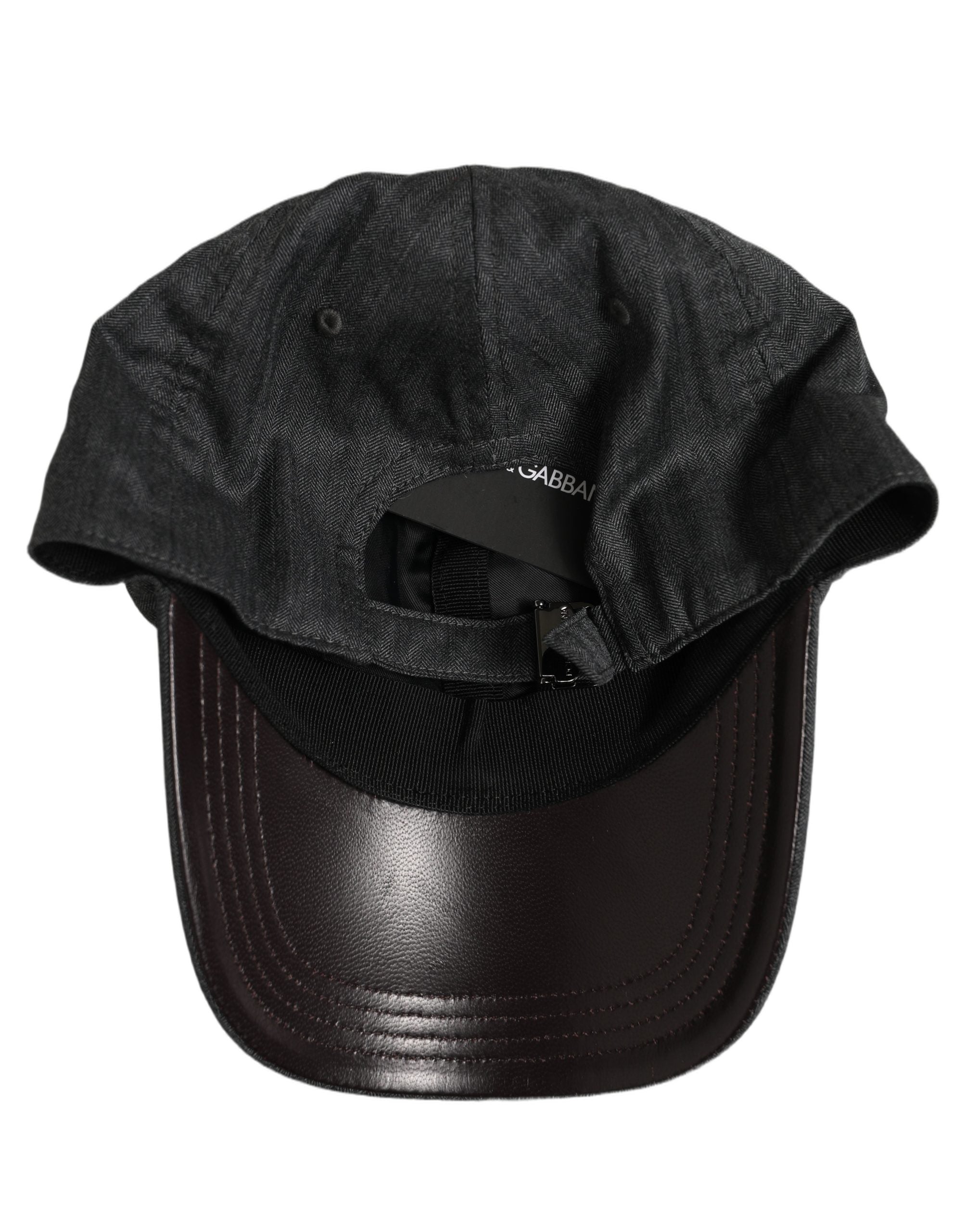Dolce & Gabbana Dolce & Gabbana Men Dark Gray Herringbone Baseball Cap Men's Hat