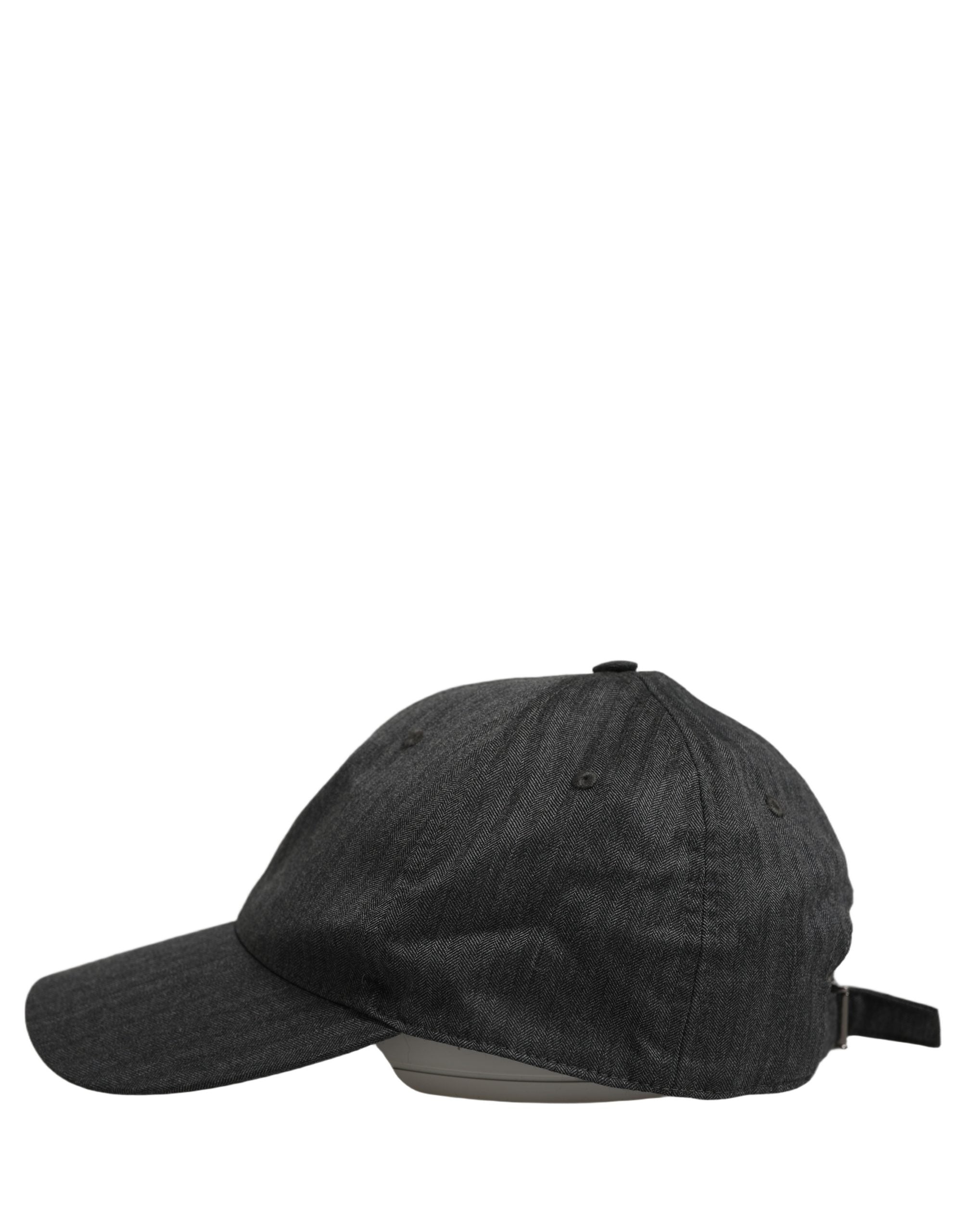 Dolce & Gabbana Dolce & Gabbana Men Dark Gray Herringbone Baseball Cap Men's Hat