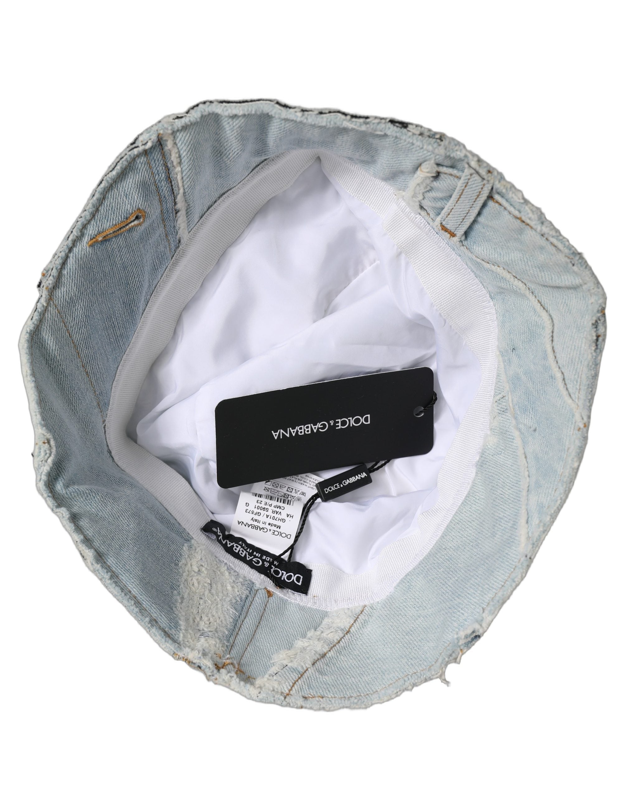 Dolce & Gabbana Dolce & Gabbana Men Blue Patchwork Cotton Denim Bucket Cap Men's Hat