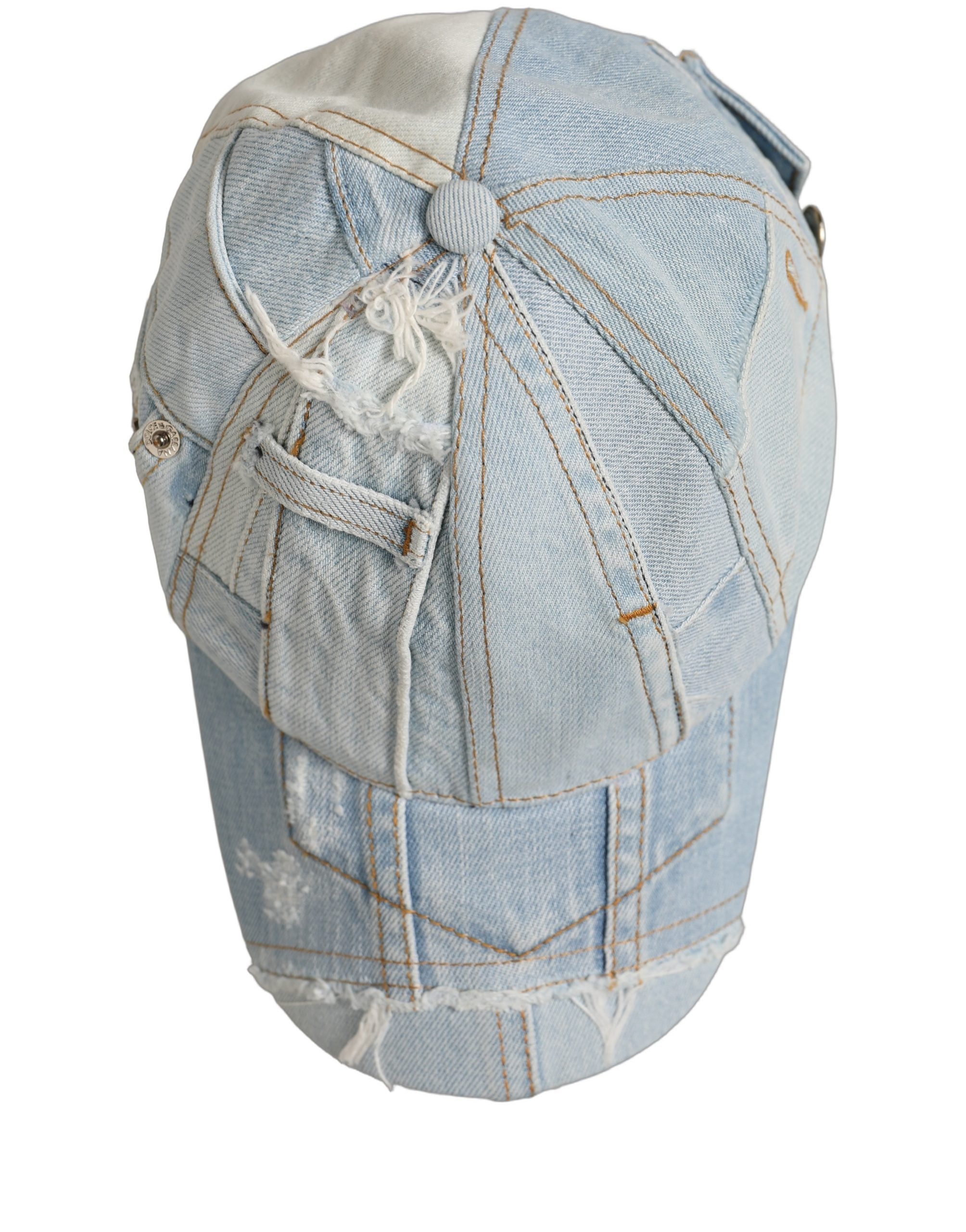 Dolce & Gabbana Dolce & Gabbana Men Blue Patchwork Cotton Denim Baseball Cap Men's Hat