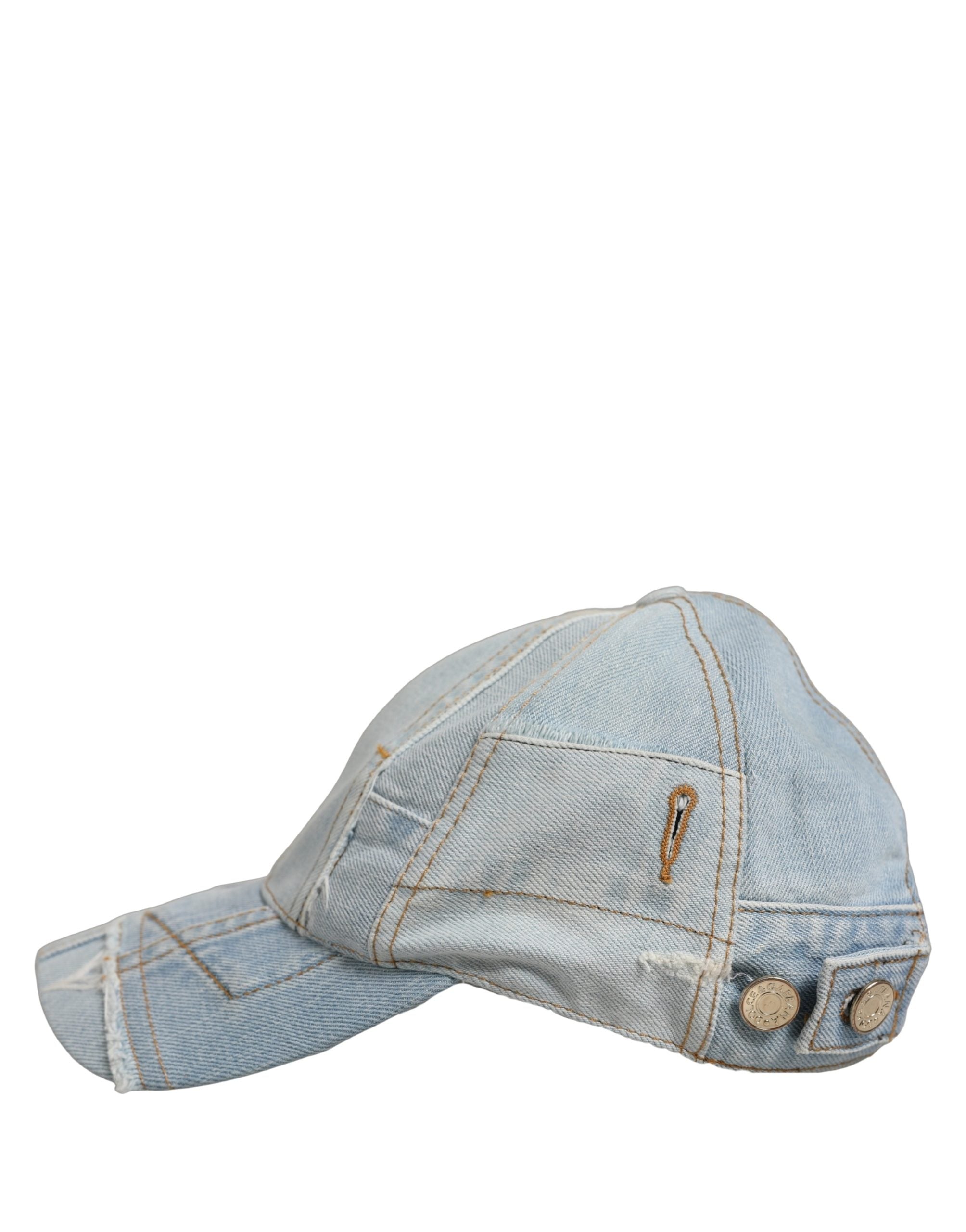 Dolce & Gabbana Dolce & Gabbana Men Blue Patchwork Cotton Denim Baseball Cap Men's Hat