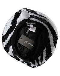 Dolce & Gabbana Dolce & Gabbana Men Black White Zebra Sequin Bucket Cap Men's Hat