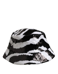 Dolce & Gabbana Dolce & Gabbana Men Black White Zebra Sequin Bucket Cap Men's Hat