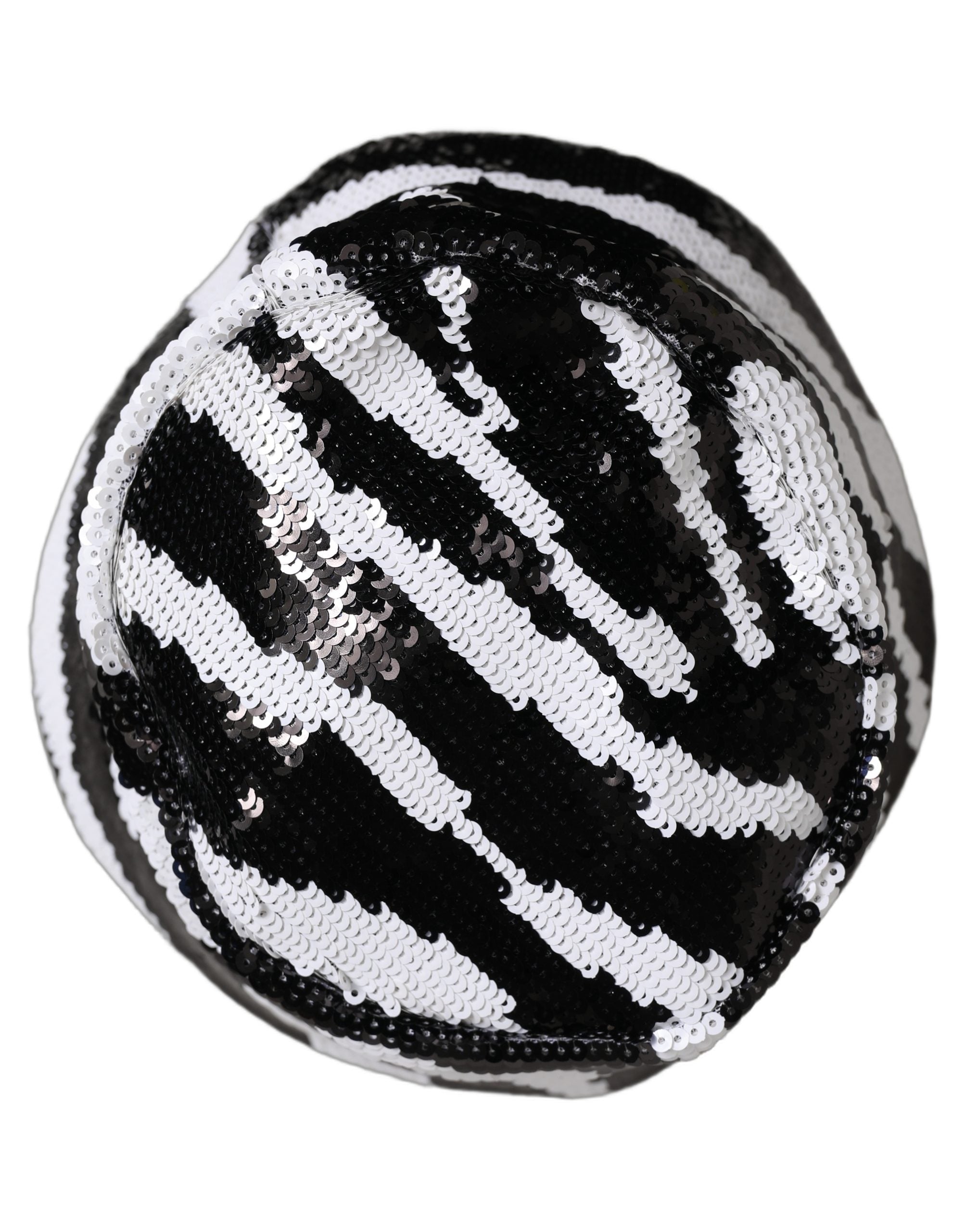 Dolce & Gabbana Dolce & Gabbana Men Black White Zebra Sequin Bucket Cap Men's Hat