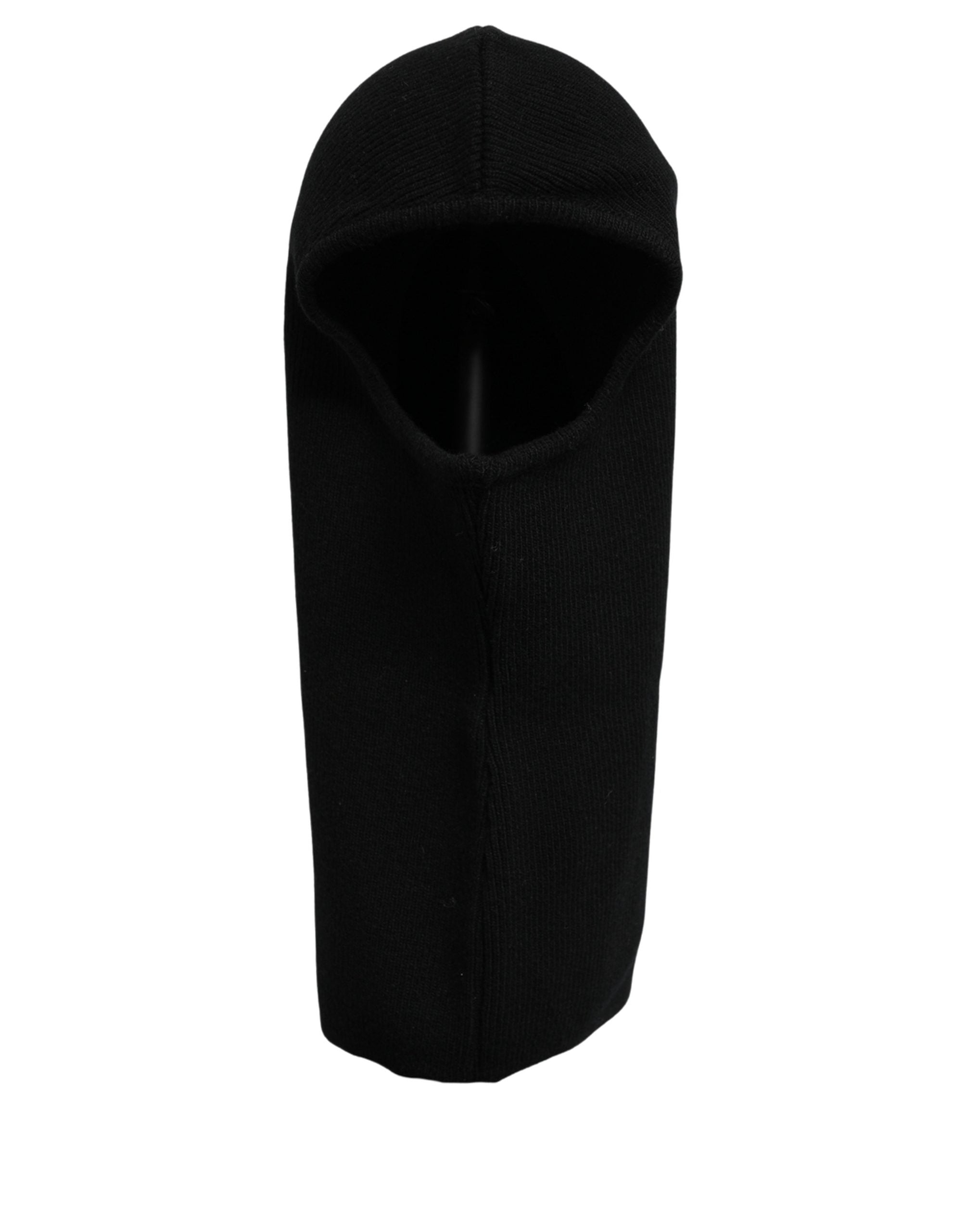 Dolce & Gabbana Dolce & Gabbana Men Black Wool Ribbed Knit Balaclava Wrap One Size Men's Hat