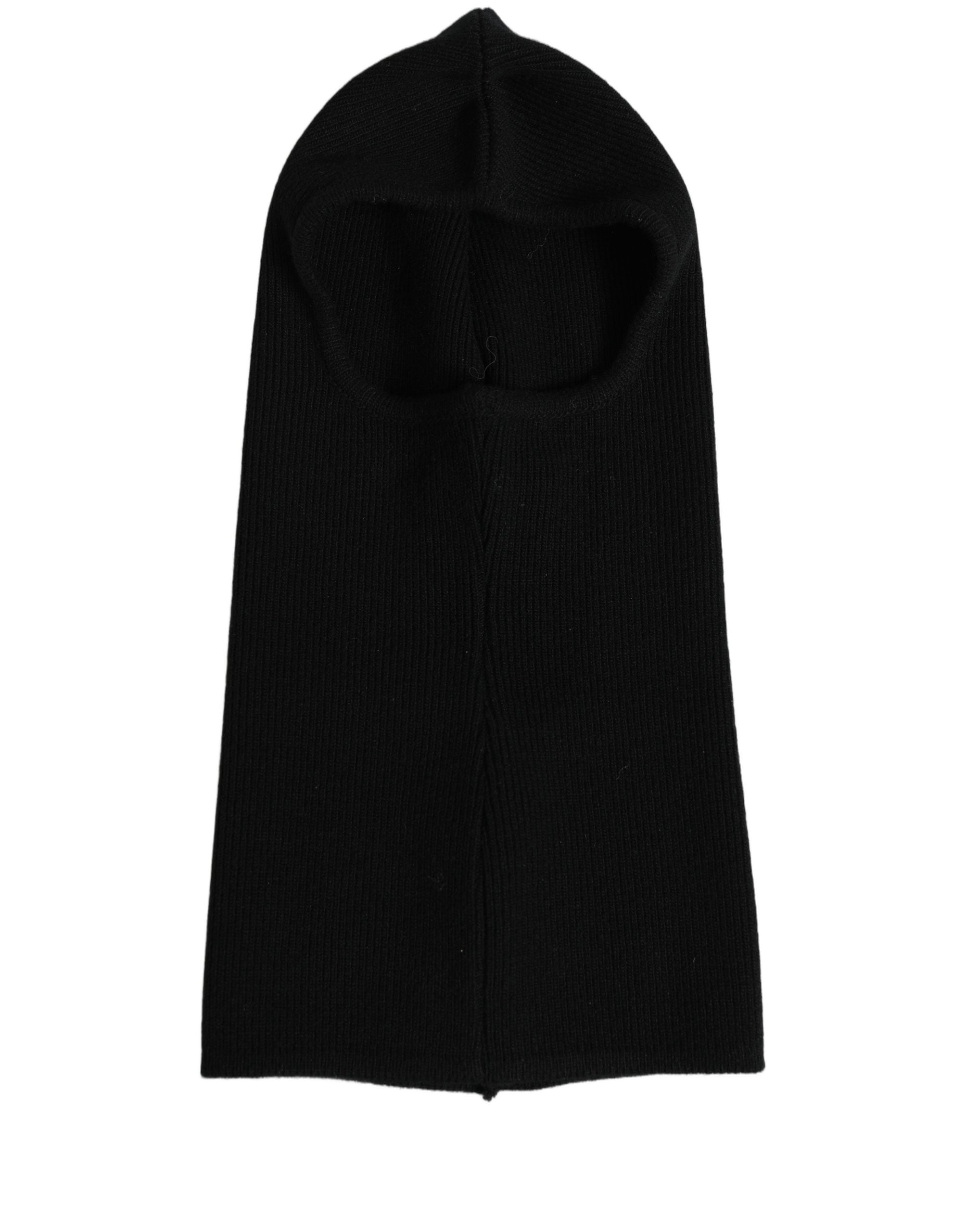 Dolce & Gabbana Dolce & Gabbana Men Black Wool Ribbed Knit Balaclava Wrap One Size Men's Hat