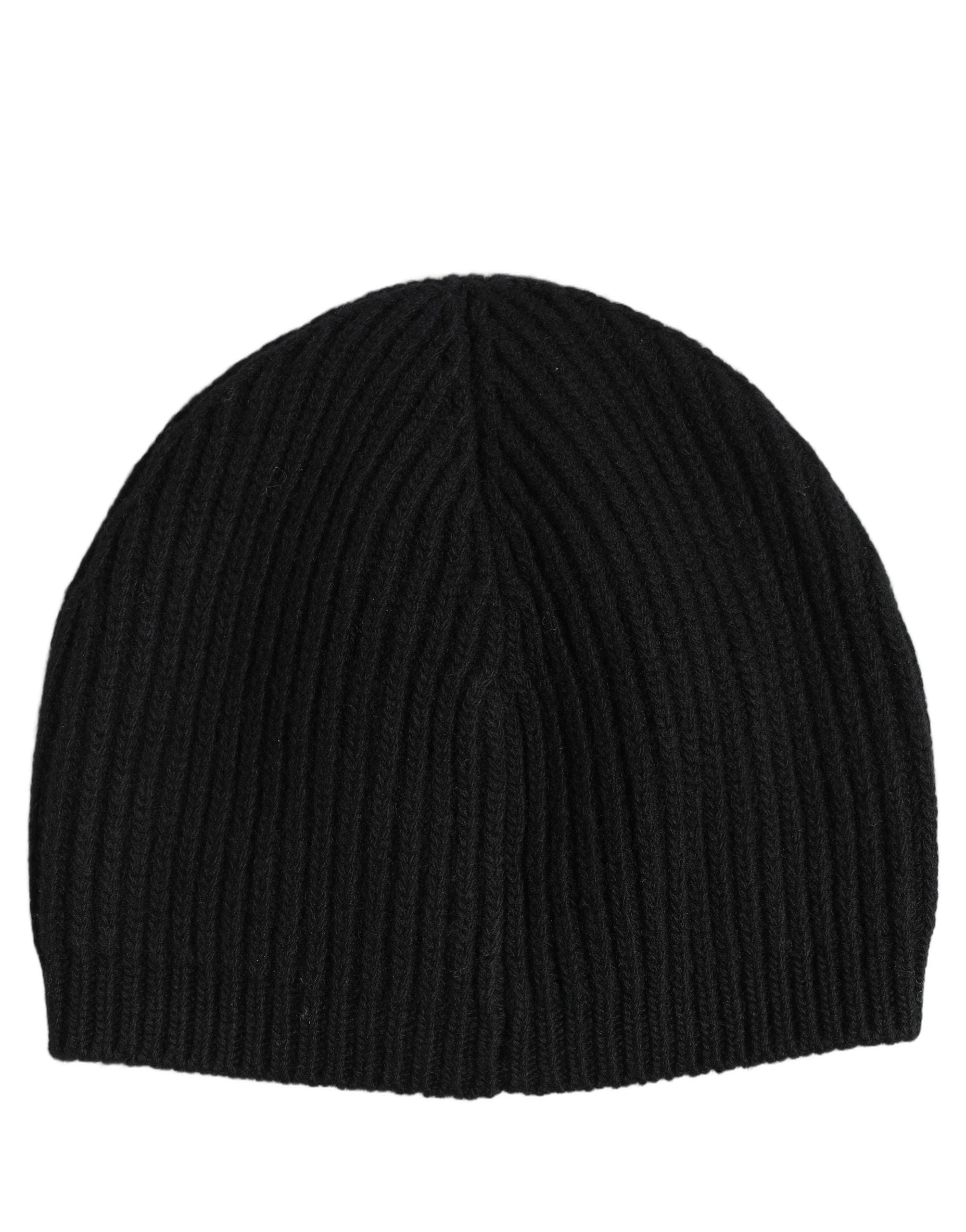 Dolce & Gabbana Dolce & Gabbana Men Black Wool Knitted Winter Beanie Capello One Size Men's Hat