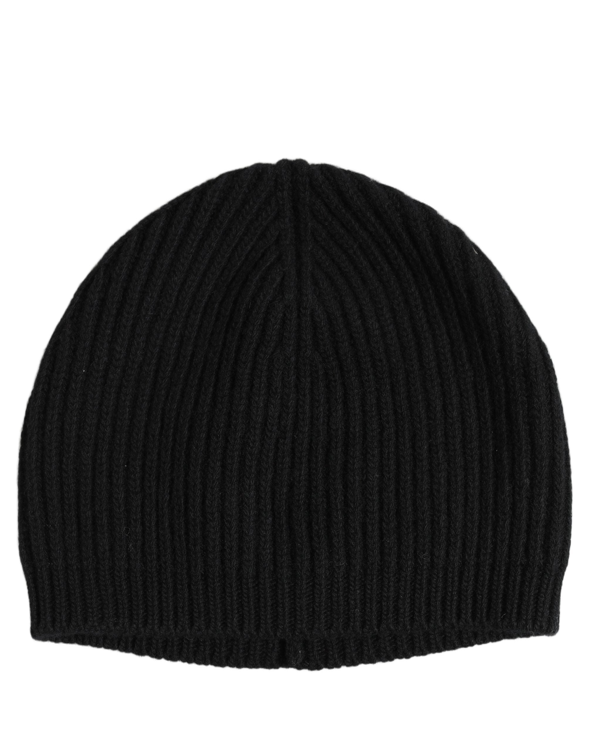 Dolce & Gabbana Dolce & Gabbana Men Black Wool Knitted Winter Beanie Capello One Size Men's Hat