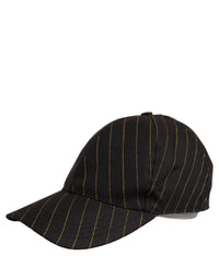 Dolce & Gabbana Dolce & Gabbana Black Gold Pinstriped Cotton Baseball Cap Men's Hat