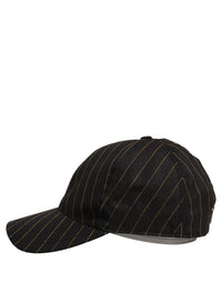 Dolce & Gabbana Dolce & Gabbana Black Gold Pinstriped Cotton Baseball Cap Men's Hat
