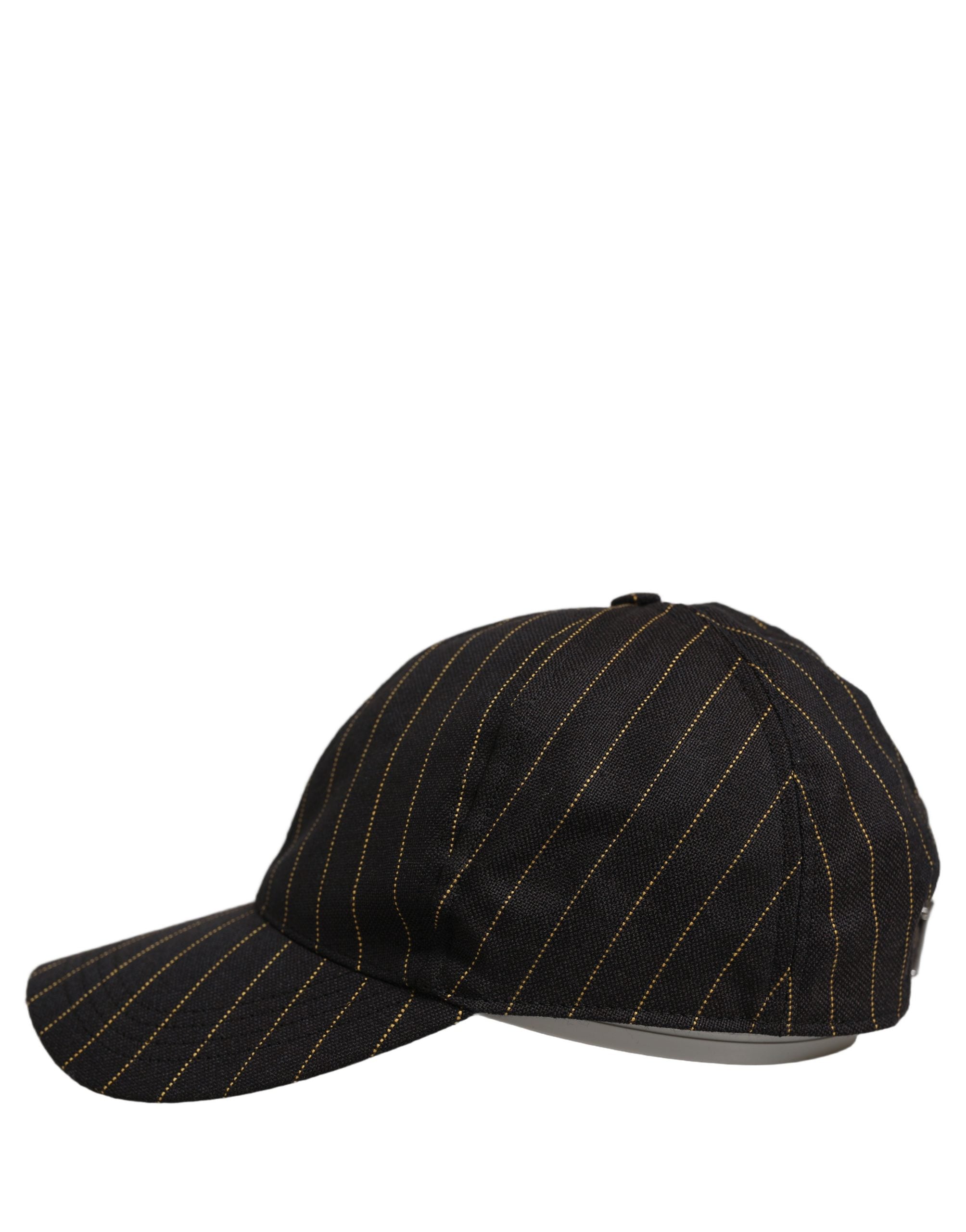 Dolce & Gabbana Dolce & Gabbana Black Gold Pinstriped Cotton Baseball Cap Men's Hat