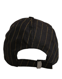 Dolce & Gabbana Dolce & Gabbana Black Gold Pinstriped Cotton Baseball Cap Men's Hat