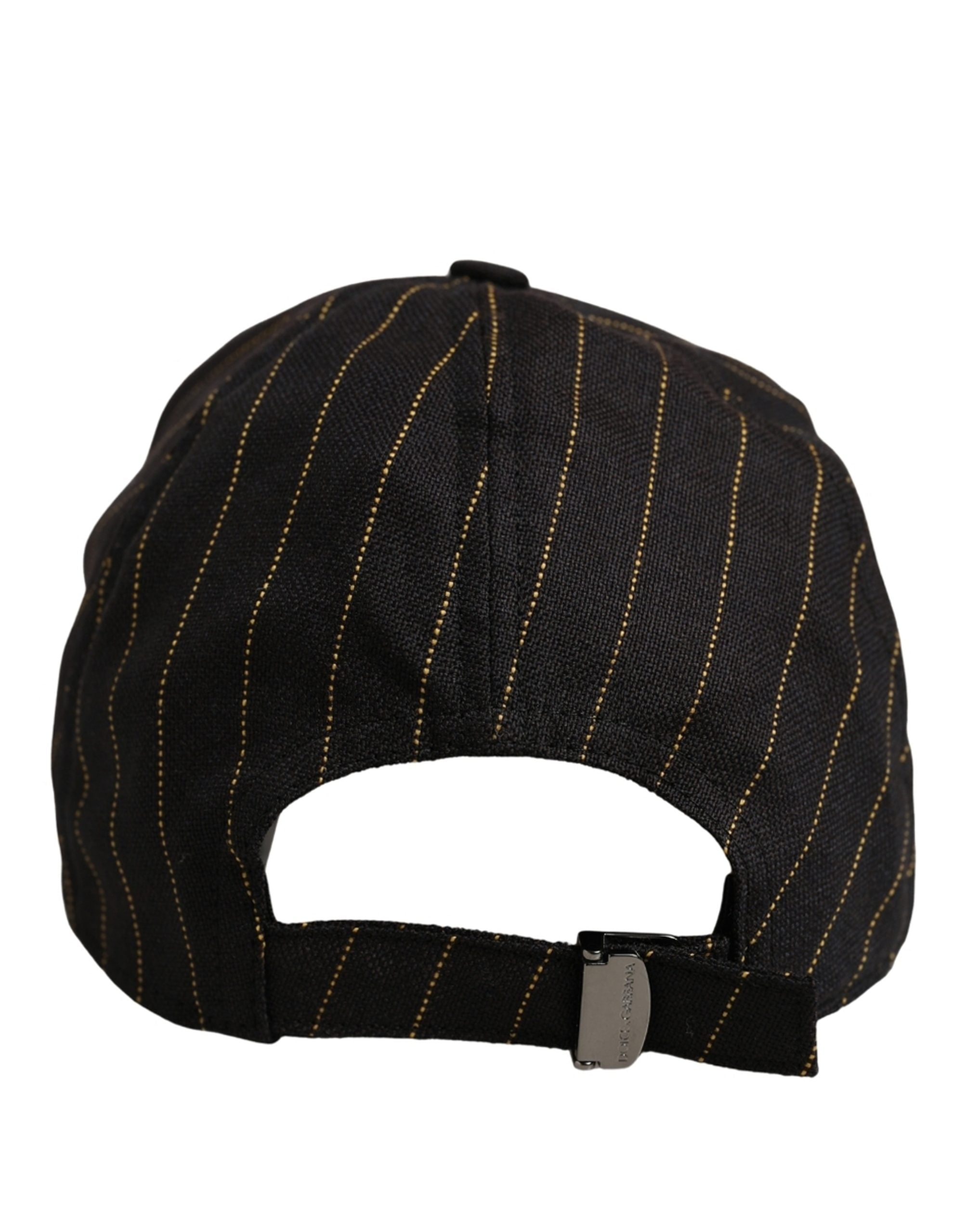 Dolce & Gabbana Dolce & Gabbana Black Gold Pinstriped Cotton Baseball Cap Men's Hat