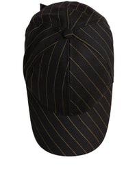 Dolce & Gabbana Dolce & Gabbana Black Gold Pinstriped Cotton Baseball Cap Men's Hat