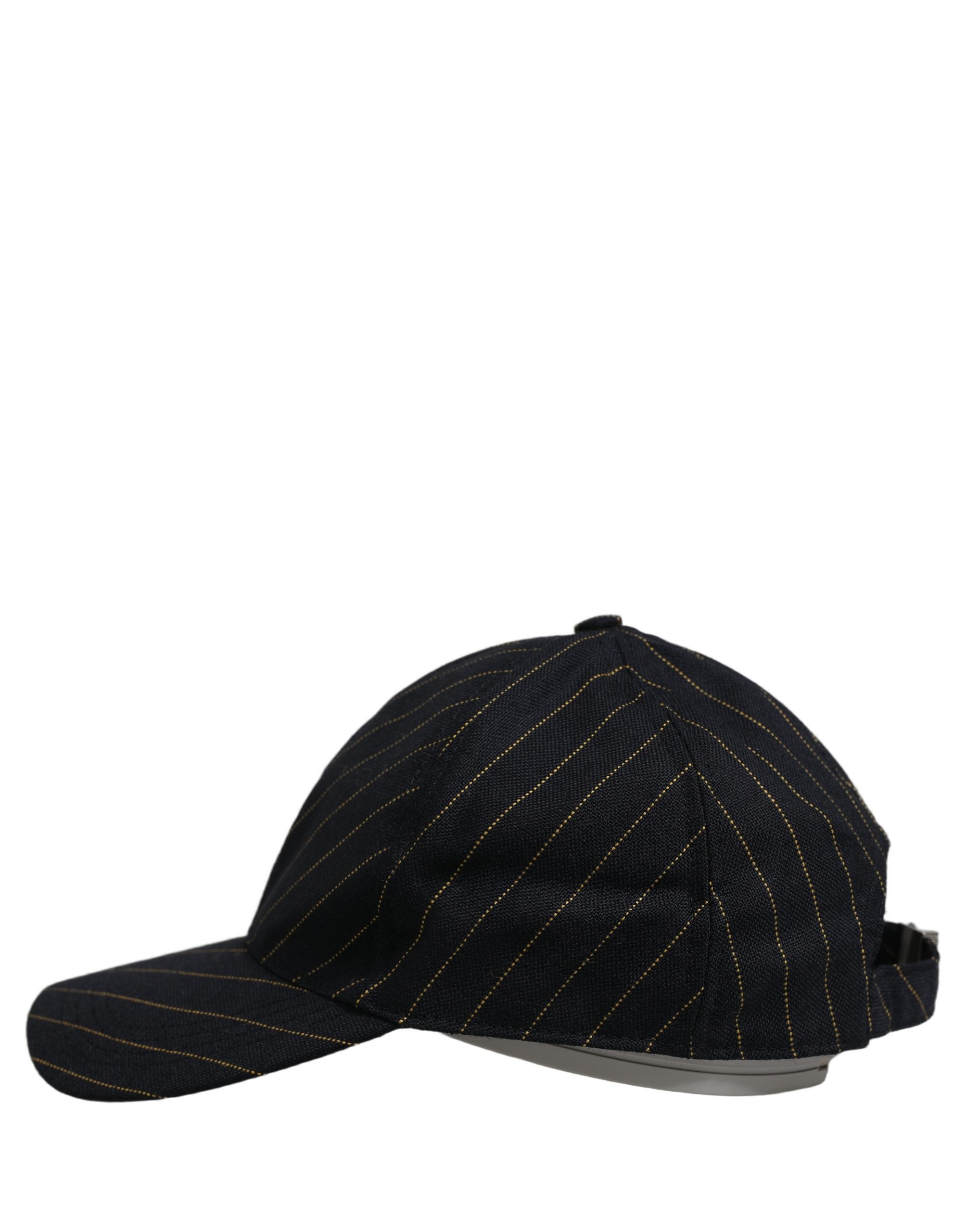 Dolce & Gabbana Dolce & Gabbana Black Gold Pinstriped Cotton Baseball Cap Men's Hat