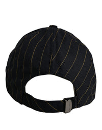 Dolce & Gabbana Dolce & Gabbana Black Gold Pinstriped Cotton Baseball Cap Men's Hat