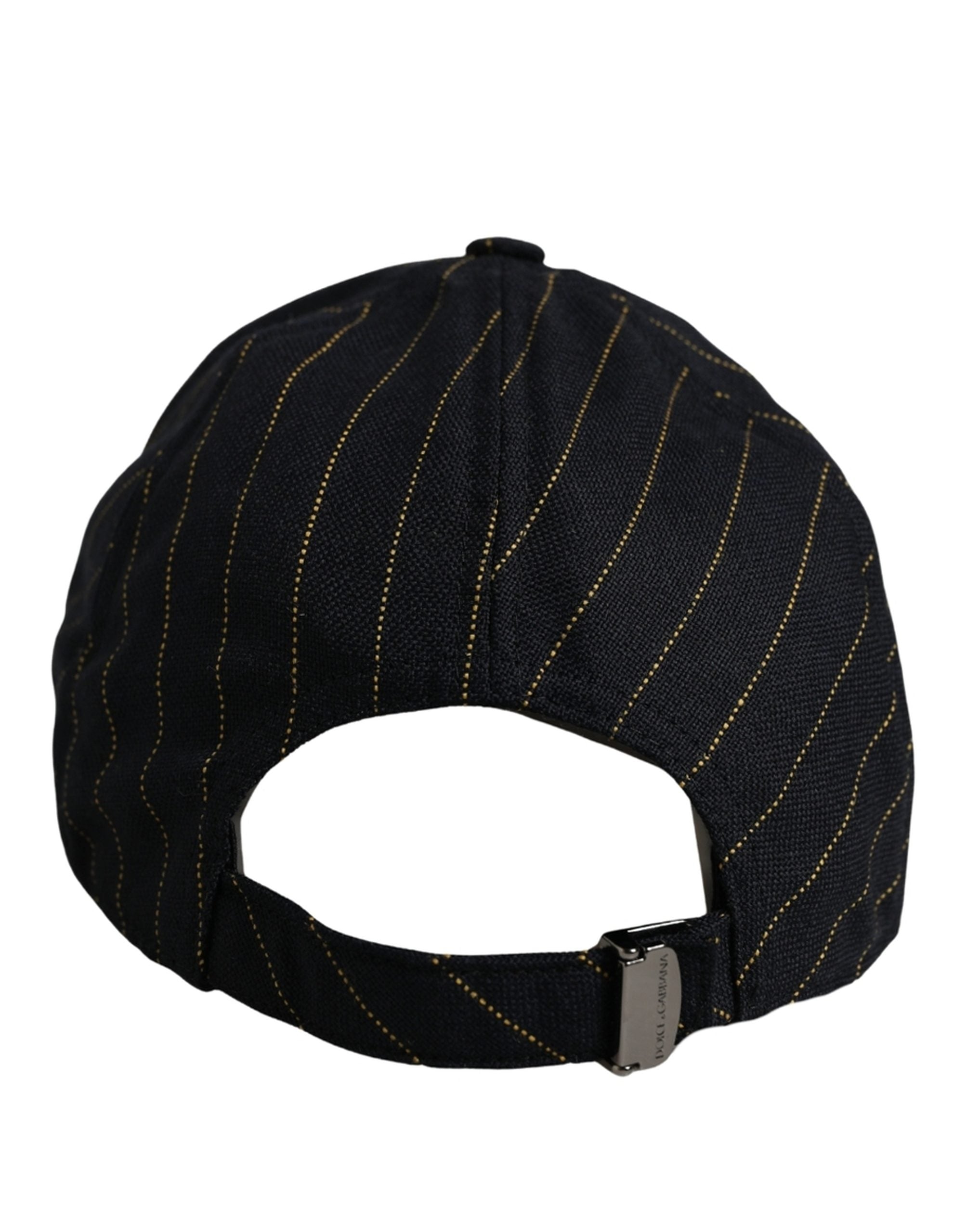Dolce & Gabbana Dolce & Gabbana Black Gold Pinstriped Cotton Baseball Cap Men's Hat