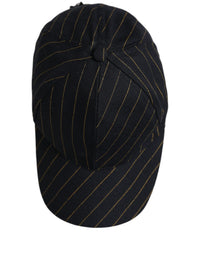 Dolce & Gabbana Dolce & Gabbana Black Gold Pinstriped Cotton Baseball Cap Men's Hat