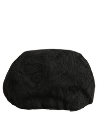 Dolce & Gabbana Dolce & Gabbana Men Black Floral Jacquard Newsboy Capello Men's Hat