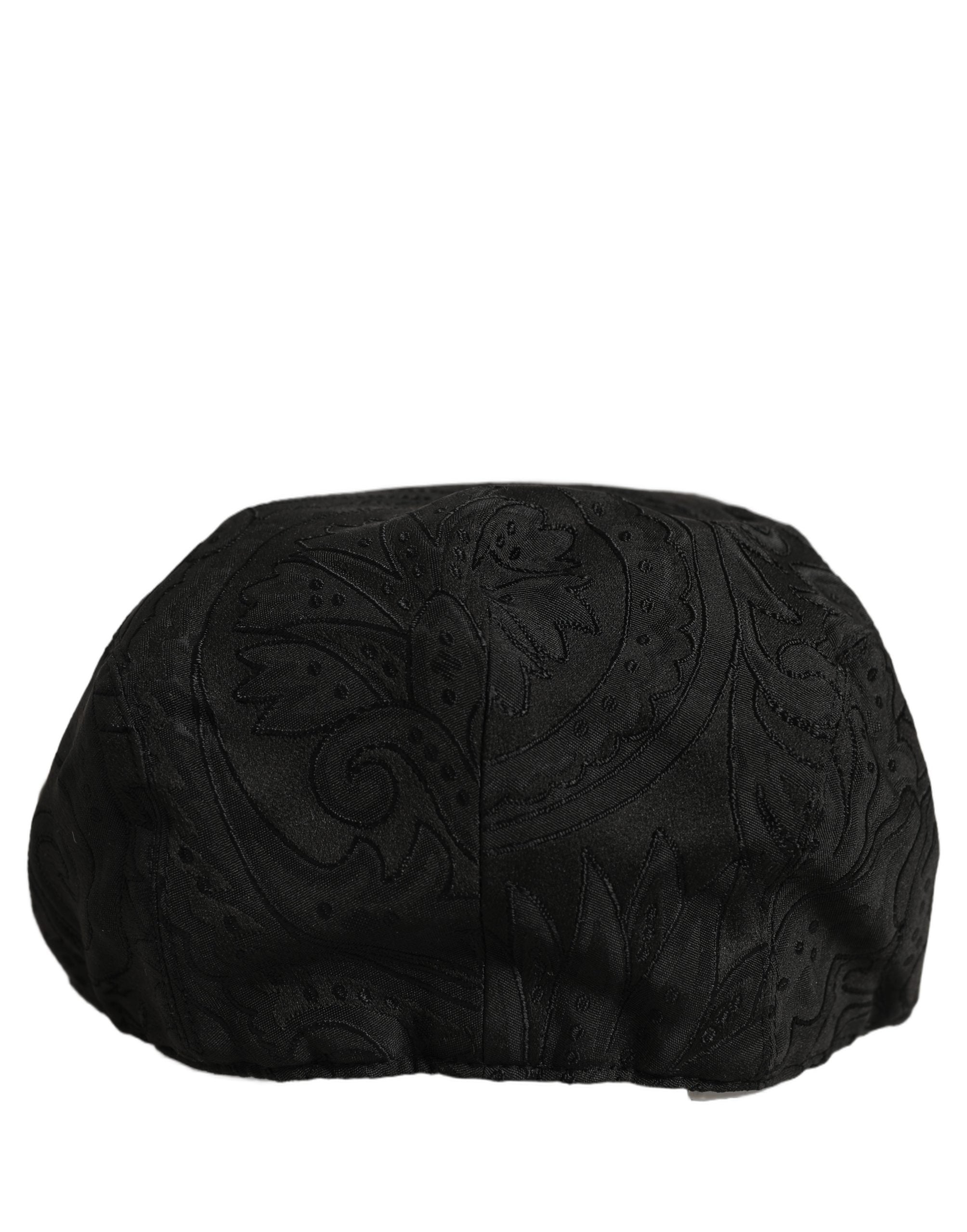 Dolce & Gabbana Dolce & Gabbana Men Black Floral Jacquard Newsboy Capello Men's Hat
