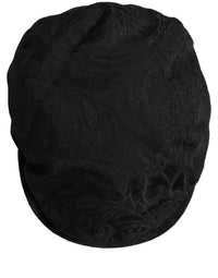 Dolce & Gabbana Dolce & Gabbana Men Black Floral Jacquard Newsboy Capello Men's Hat