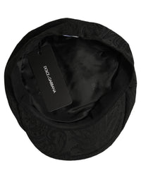 Dolce & Gabbana Dolce & Gabbana Men Black Floral Jacquard Newsboy Capello Men's Hat