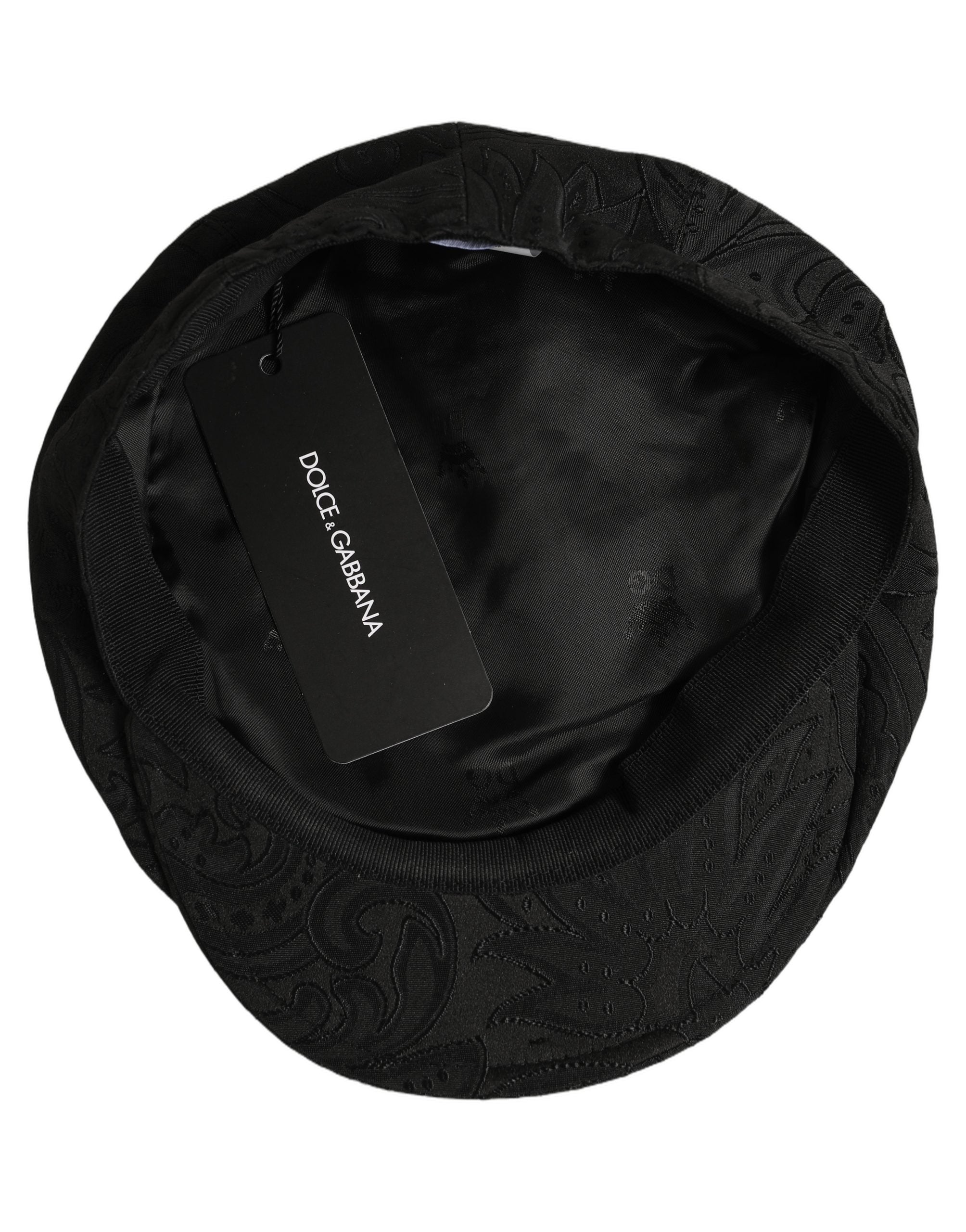 Dolce & Gabbana Dolce & Gabbana Men Black Floral Jacquard Newsboy Capello Men's Hat