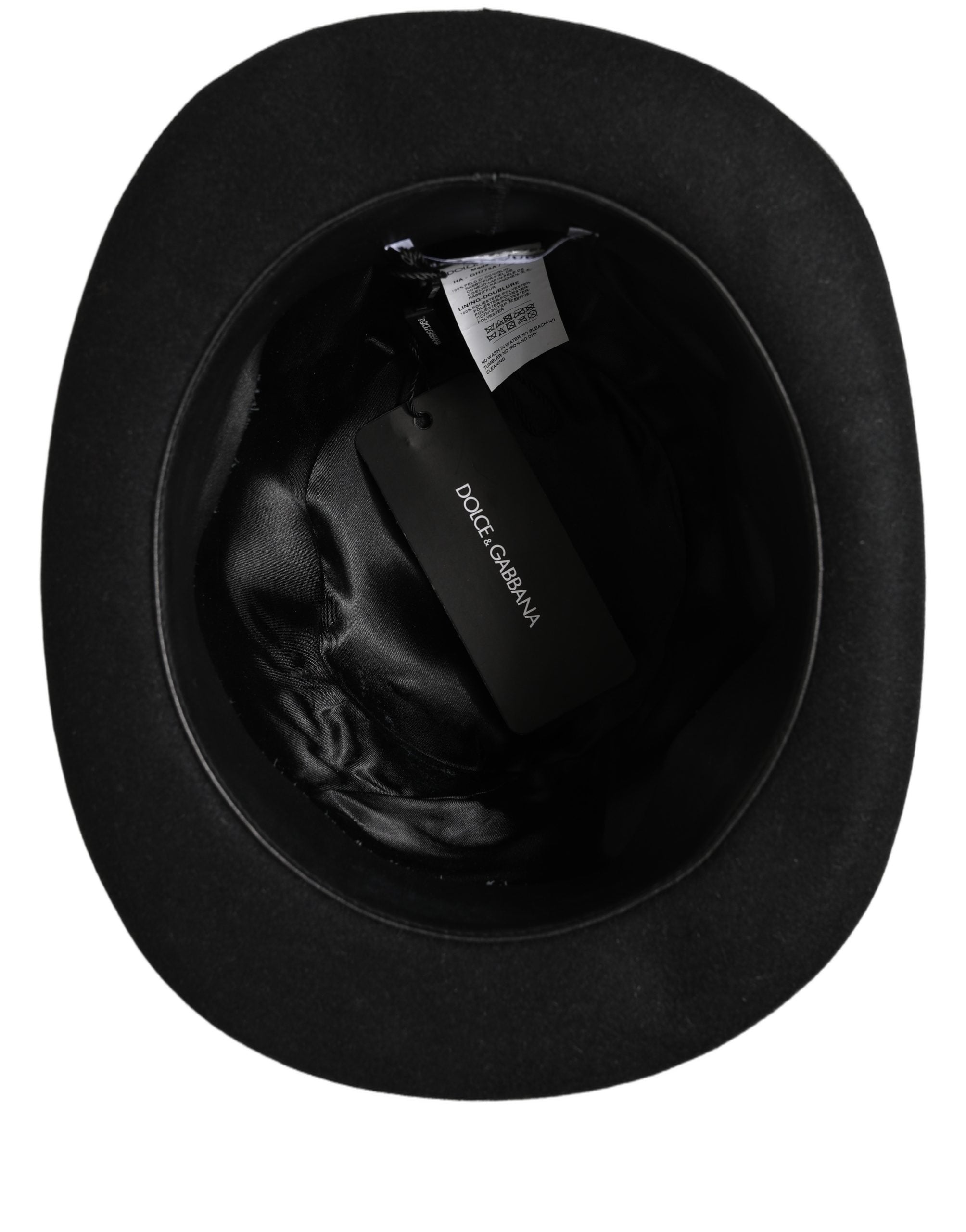 Dolce & Gabbana Dolce & Gabbana Men Black Rabbit Fur Felt Bowler Capello Men's Hat