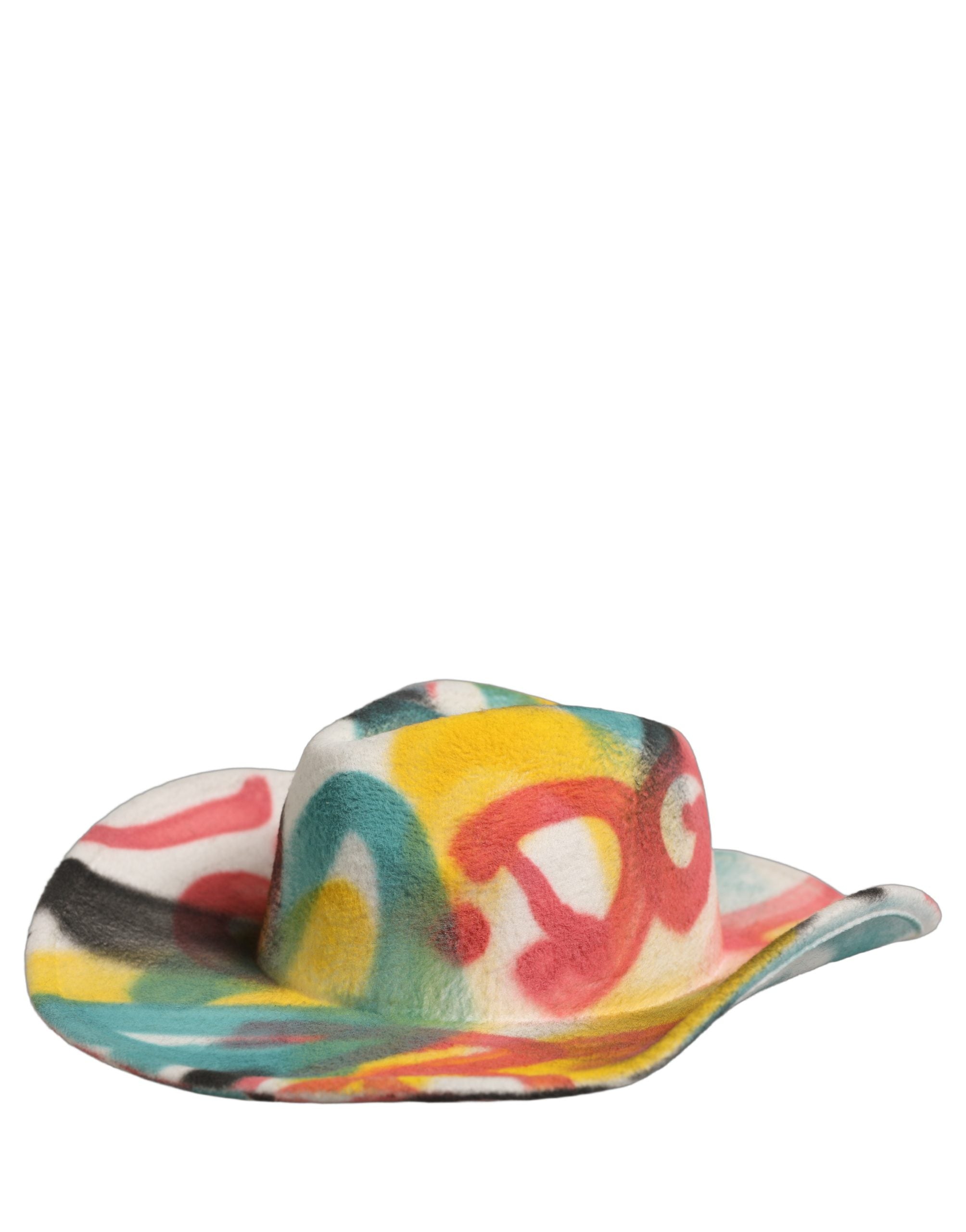 Dolce & Gabbana Dolce & Gabbana Men White Graffiti Wide Brim Fedora Capello Men's Hat